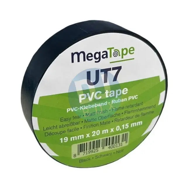 Megatape PVC Tape UT7 Black - 19mm/20m at DJbox.ie DJ Shop